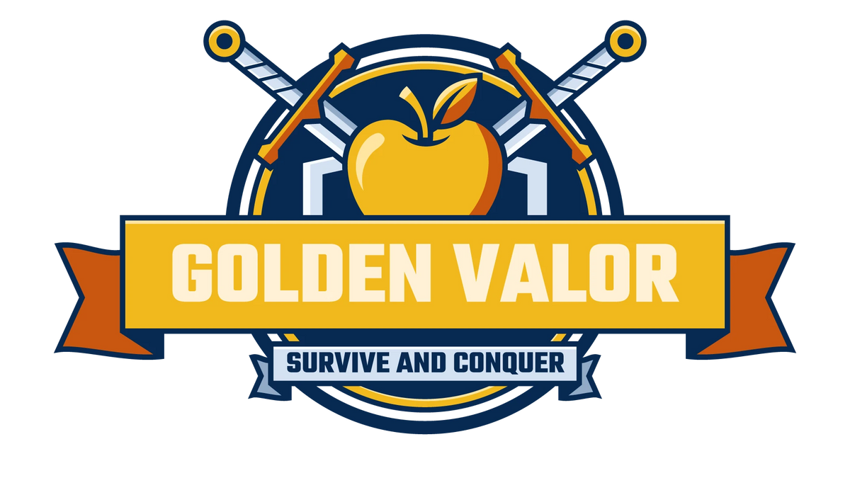 Golden Valor server logo with cream Golden Valor text and Survive and Conquer subtitle