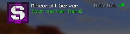 Icy Minecraft server icon, purple, shown in the multiplayer server list