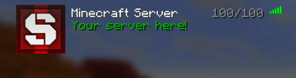 Icy Minecraft server icon, red, shown in the multiplayer server list