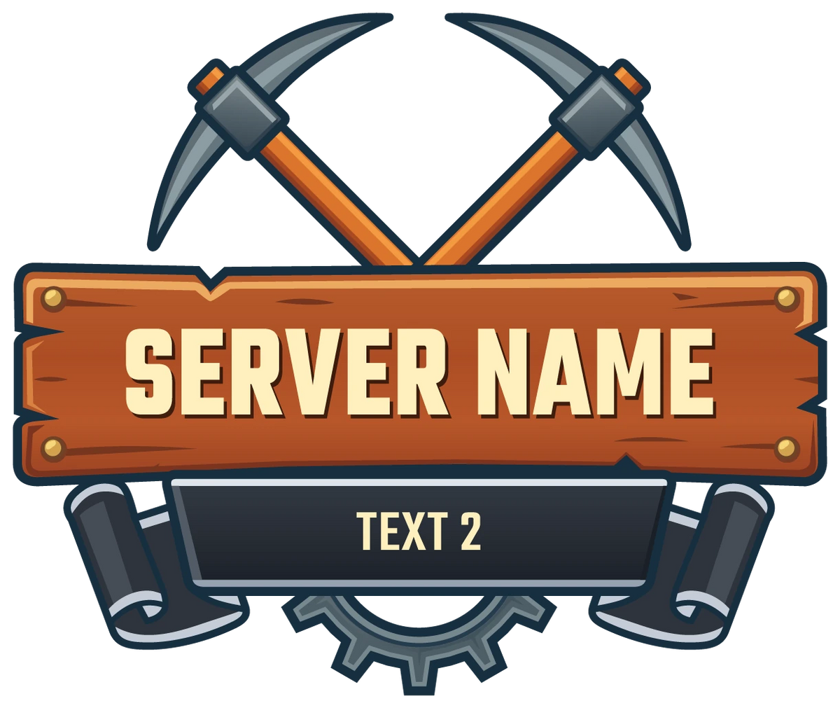Ironbound Mining Minecraft Server Logo — Black ribbon variant