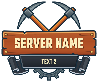 Ironbound Mining Minecraft Server Logo — Black ribbon variant