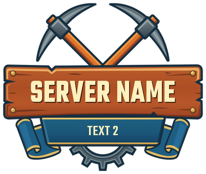 Ironbound Mining Minecraft Server Logo — Blue ribbon variant