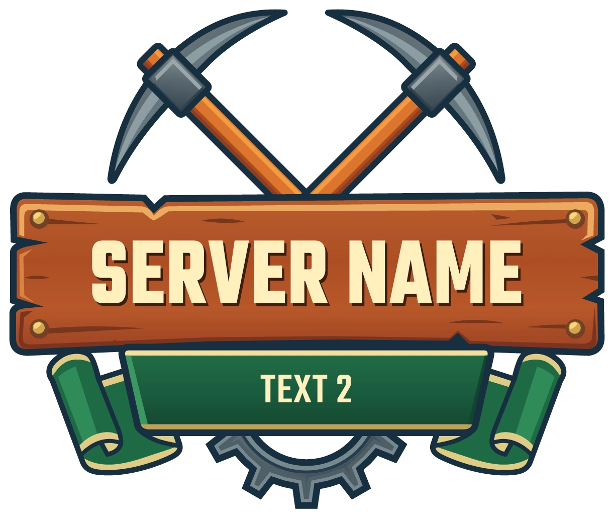 Ironbound Mining Minecraft Server Logo — Green ribbon variant