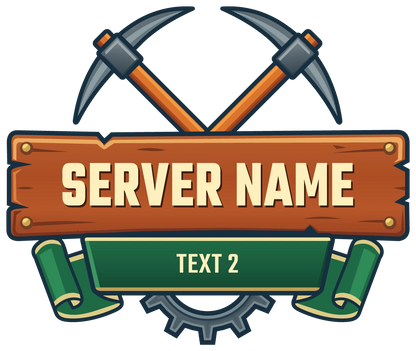 Ironbound Mining Minecraft Server Logo — Green ribbon variant