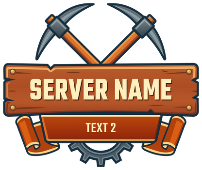 Ironbound Mining Minecraft Server Logo — Orange ribbon variant
