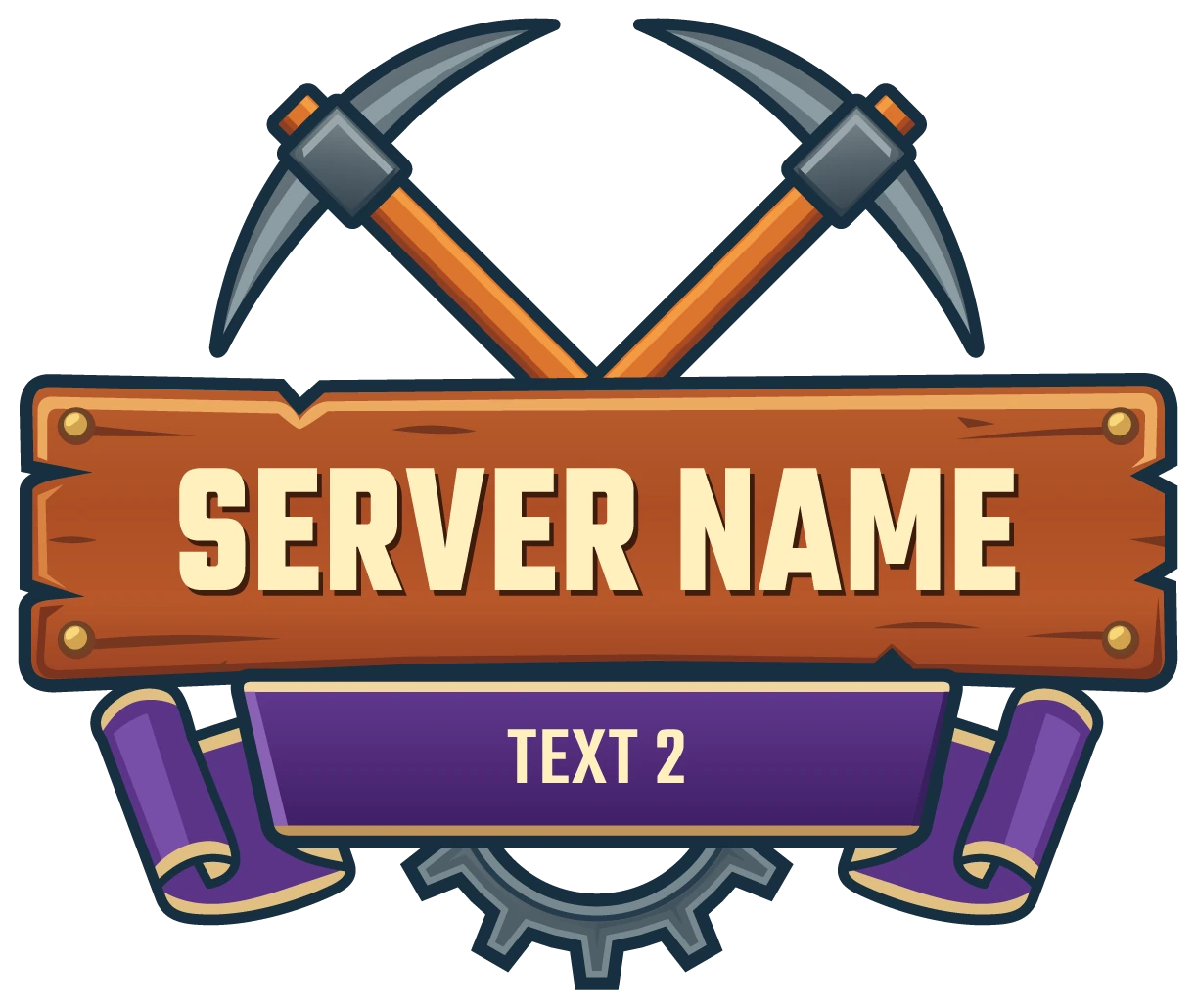 Ironbound Mining Minecraft Server Logo — Purple ribbon variant