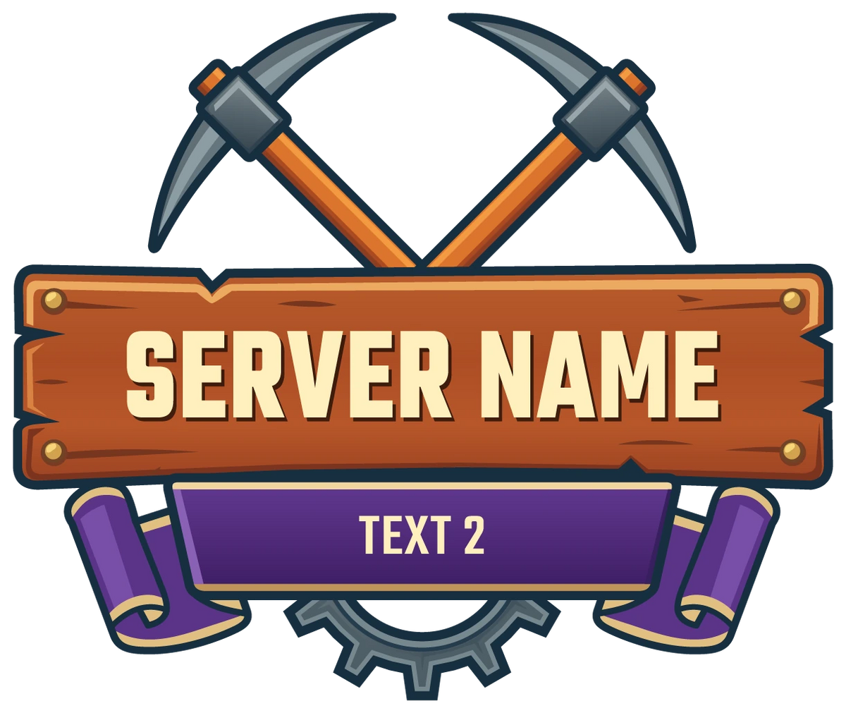 Ironbound Mining Minecraft Server Logo — Purple ribbon variant