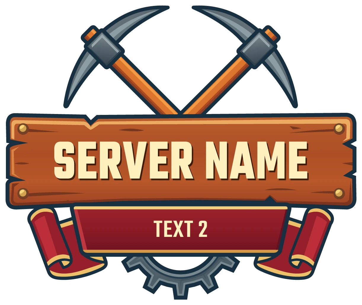 Ironbound Mining Minecraft Server Logo — Red ribbon variant