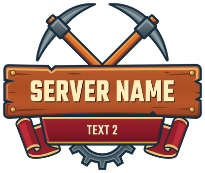 Ironbound Mining Minecraft Server Logo — Red ribbon variant