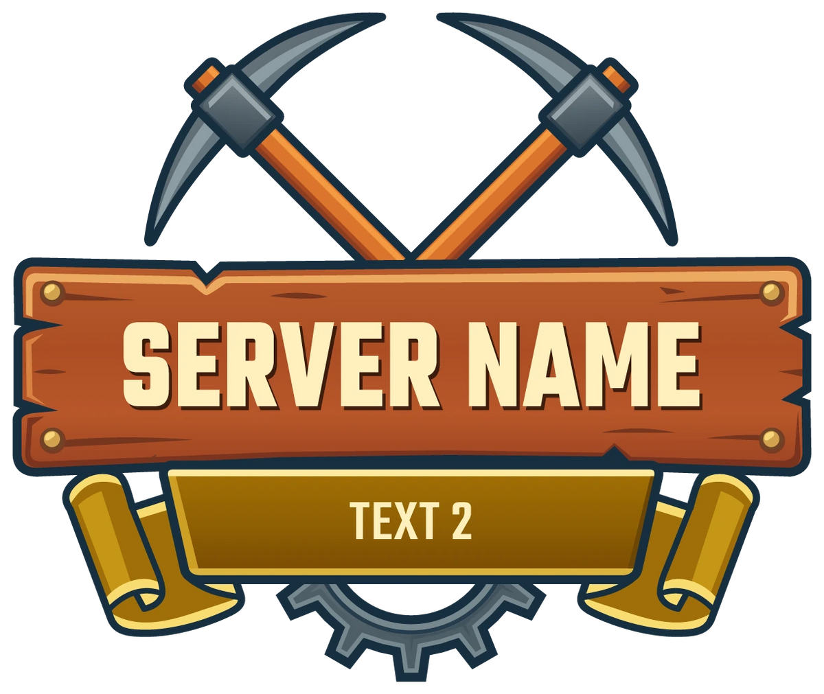 Ironbound Mining Minecraft Server Logo — Yellow ribbon variant