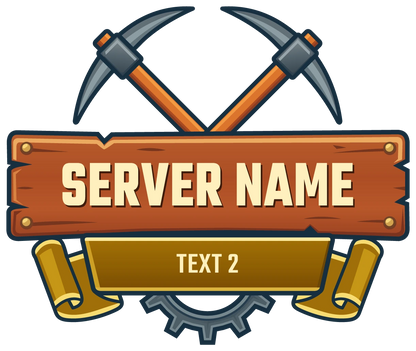 Ironbound Mining Minecraft Server Logo — Yellow ribbon variant