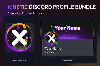 Kinetic Discord Profile Bundle with matching personalized PFP and server icon and profile banner