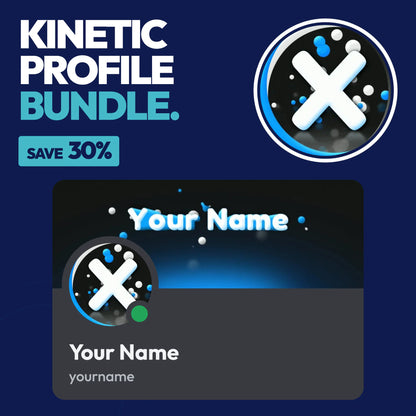 Kinetic Discord Profile Bundle in Blue with a matching PFP & server icon and profile banner