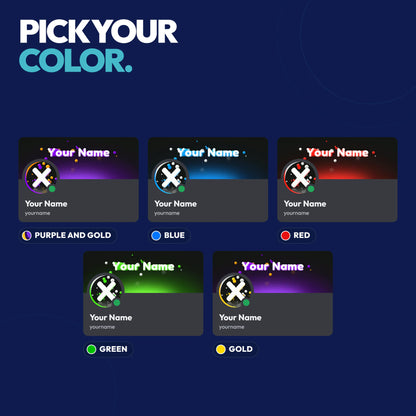 Kinetic Discord bundle colors: Purple and Gold, Blue, Red, Green, and Gold
