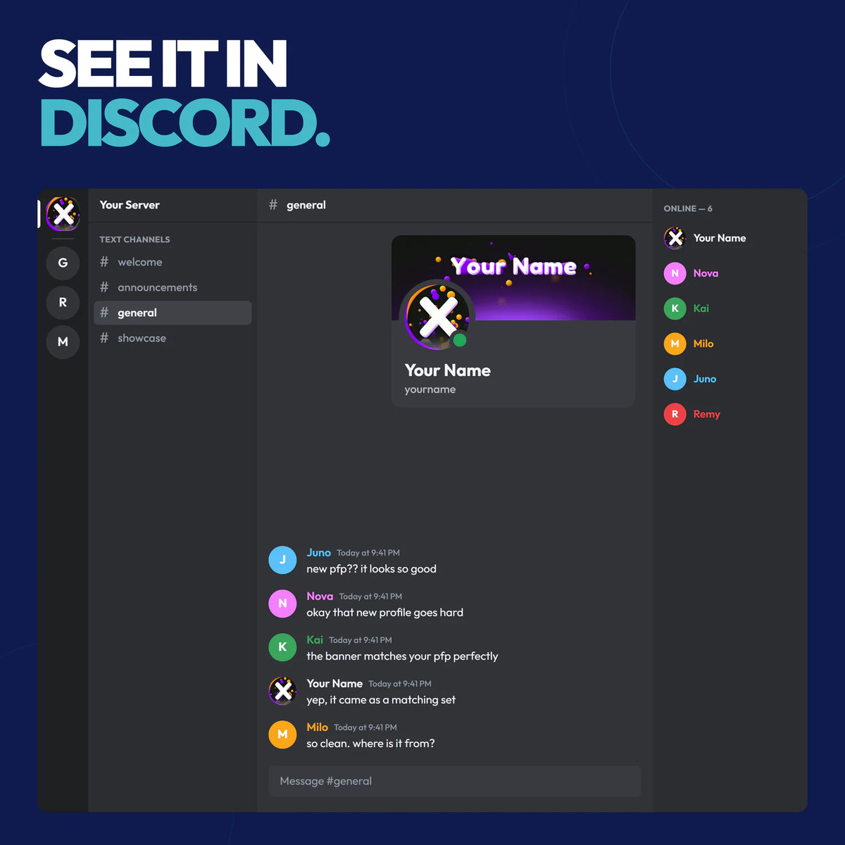 Kinetic Discord bundle shown in a Discord server with the matching server icon and profile