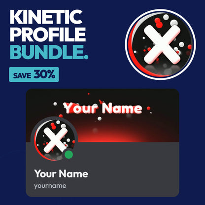 Kinetic Discord Profile Bundle in Red with a matching PFP & server icon and profile banner
