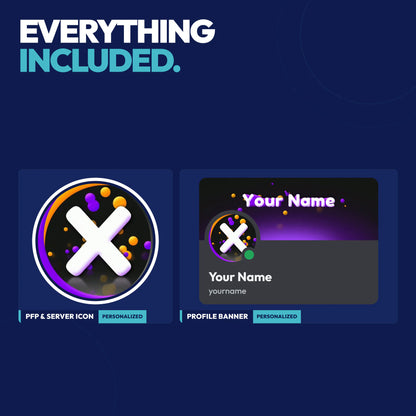 Everything included in the Kinetic Discord Profile Bundle: PFP & server icon and profile banner