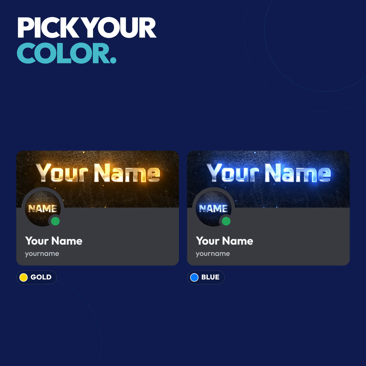 Luster Discord bundle colors: Gold and Blue