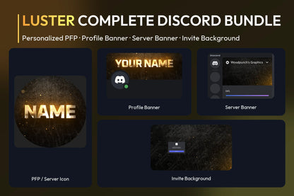 Luster Complete Discord Bundle with matching personalized PFP and server icon, profile banner, server banner and invite background