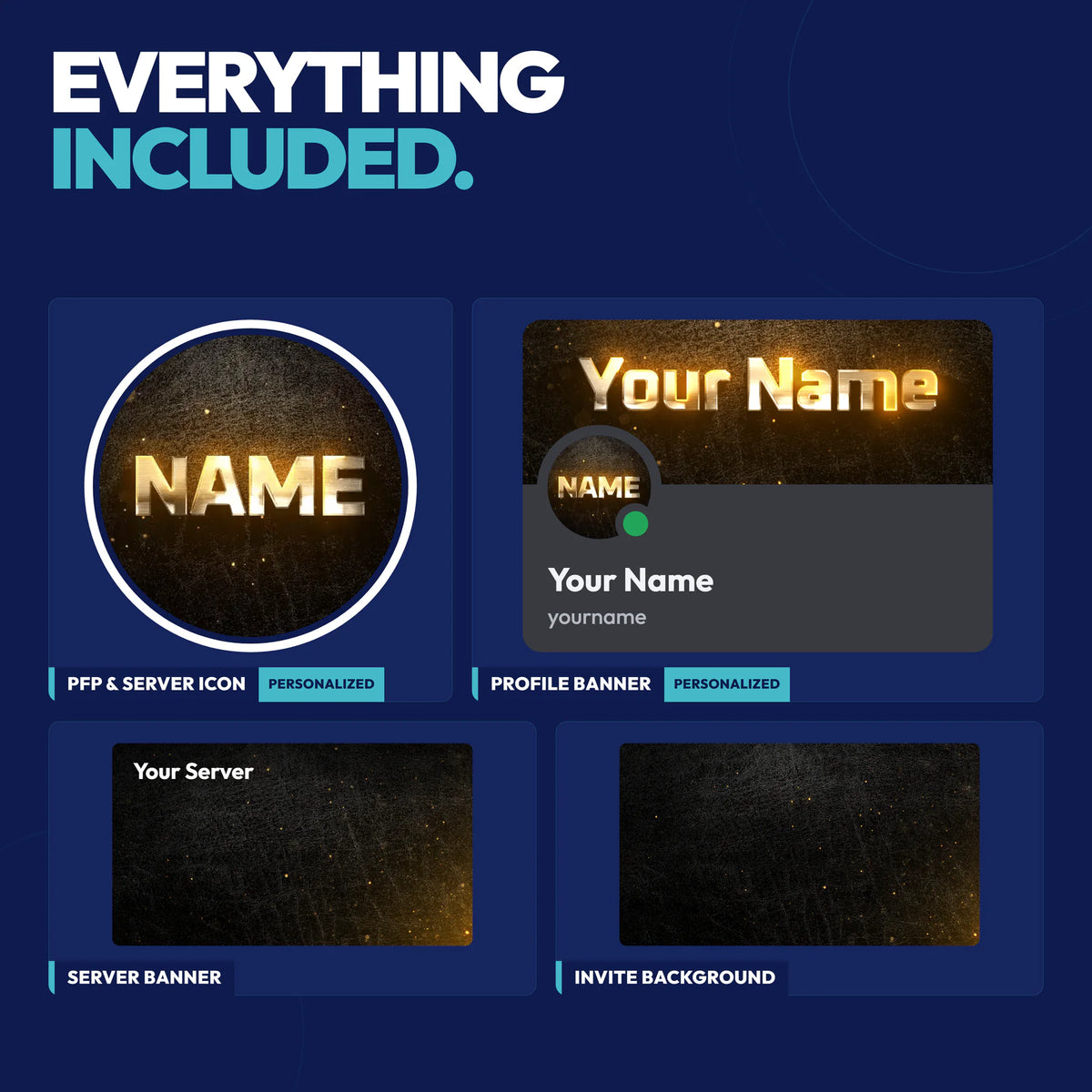 Everything included in the Luster Complete Discord Bundle: PFP & server icon, profile banner, server banner, and invite background