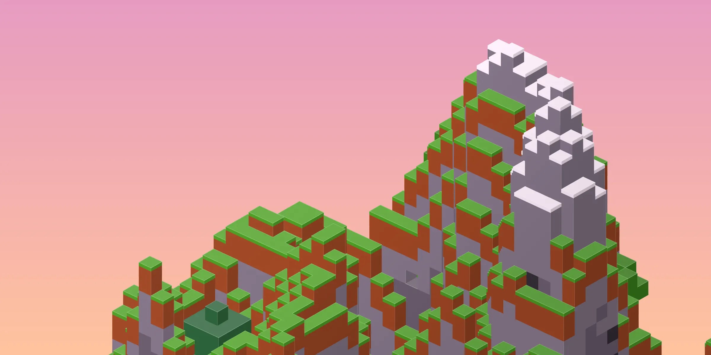Minecraft mountain sunrise collection page hero background