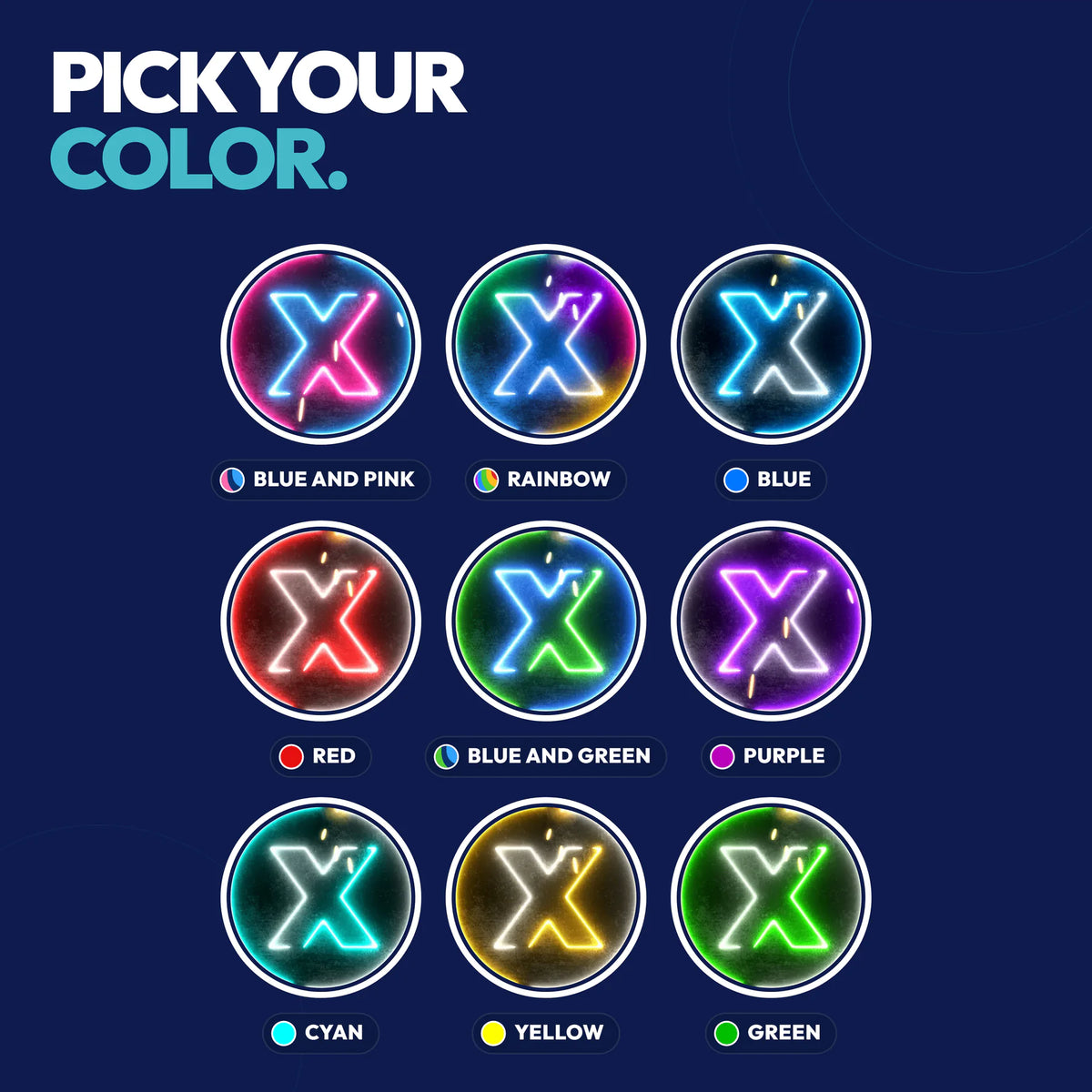 Neon Discord bundle colors: Blue and Pink, Rainbow, Blue, Red, Blue and Green, Purple, Cyan, Yellow, and Green