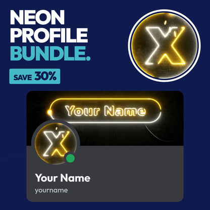 Neon Discord Profile Bundle in Yellow with a matching PFP & server icon and profile banner