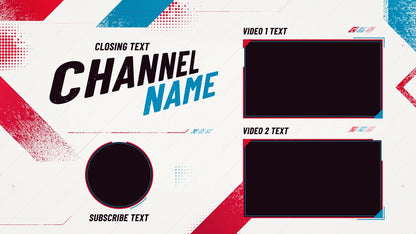 Overdrive gaming YouTube end screen template – Crimson and Ice – 2 videos