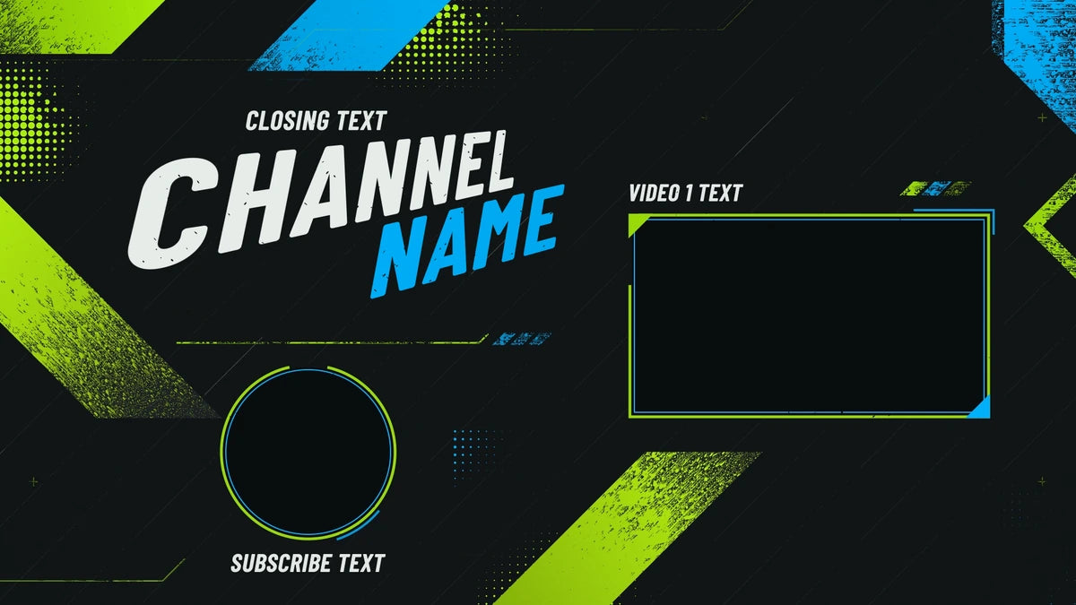 Overdrive gaming YouTube end screen template – Graphite and Lime – 1 video