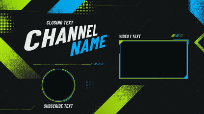 Overdrive gaming YouTube end screen template – Graphite and Lime – 1 video