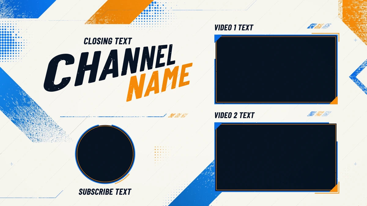 Overdrive gaming YouTube end screen template – Light Blue and Amber – 2 videos
