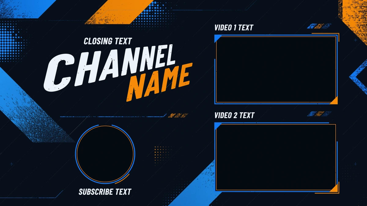 Overdrive gaming YouTube end screen template – Midnight and Amber – 2 videos