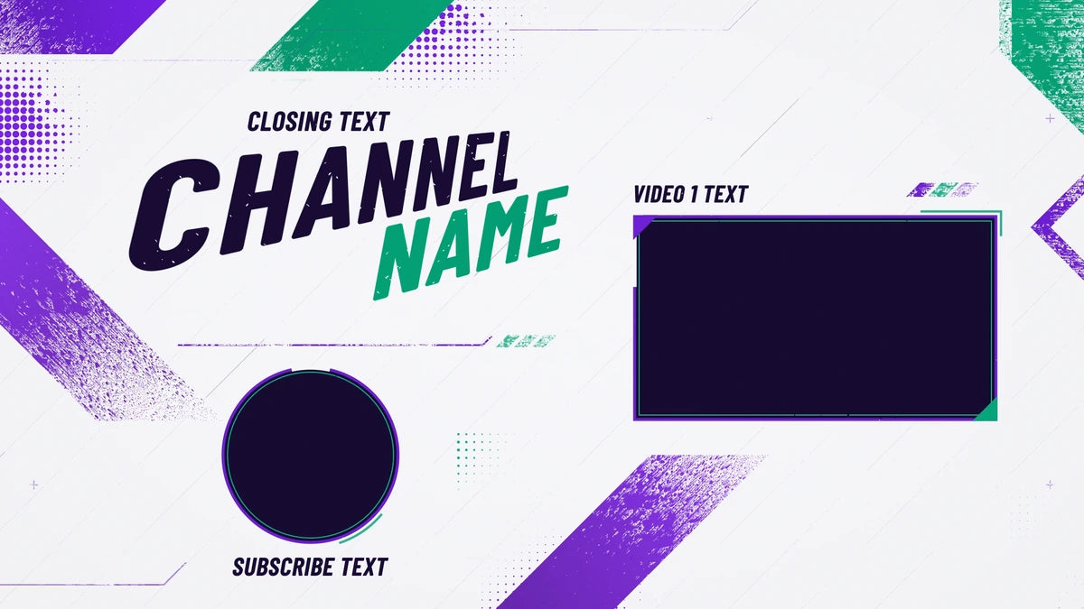 Overdrive gaming YouTube end screen template – Violet and Mint – 1 video