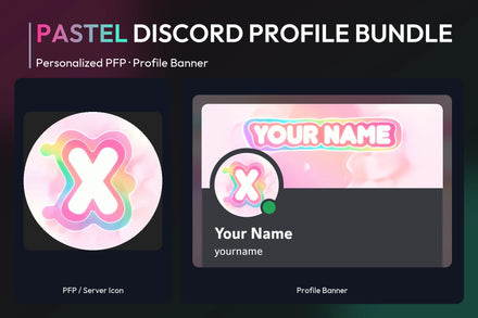 Pastel Discord Profile Bundle with matching personalized PFP and server icon and profile banner