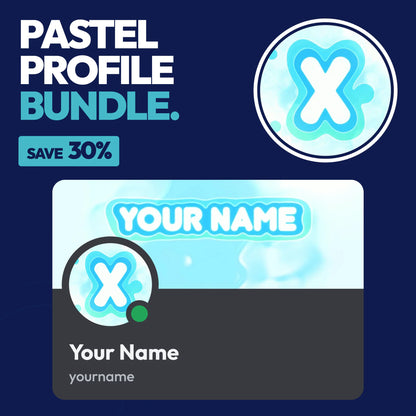 Pastel Discord Profile Bundle in Cyan with a matching PFP & server icon and profile banner
