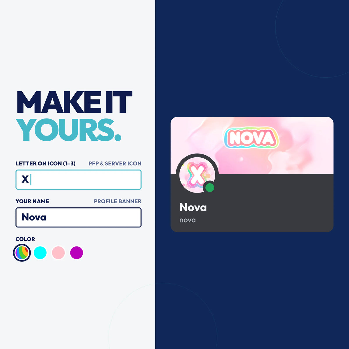 Personalize the Pastel Discord bundle with your own text on the PFP & server icon and profile banner