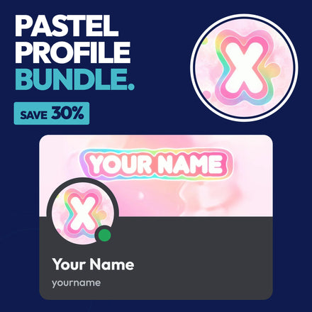 Pastel Discord Profile Bundle in Rainbow with a matching PFP & server icon and profile banner