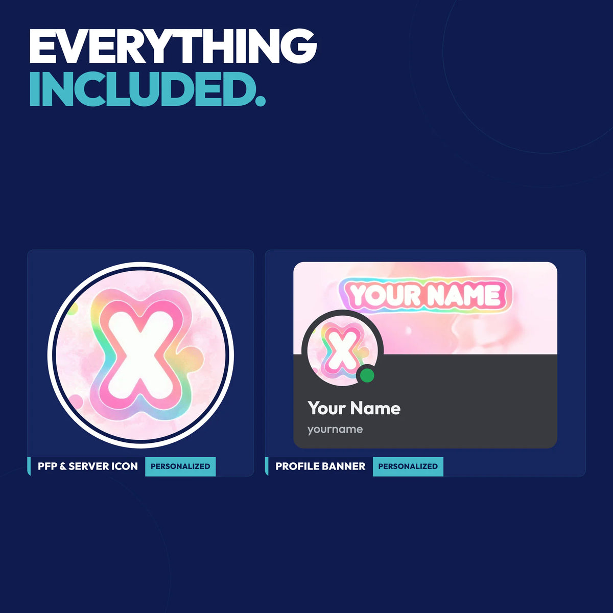 Everything included in the Pastel Discord Profile Bundle: PFP & server icon and profile banner