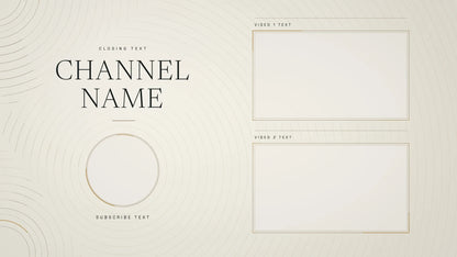 Continuum light YouTube end screen animation with two video spaces and gold orbital details