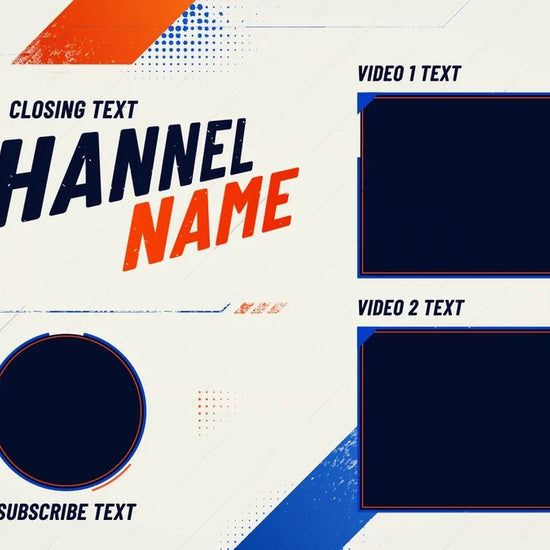 Overdrive gaming YouTube end screen preview – Classic Orange and Blue – 2 videos