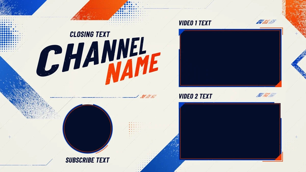 Overdrive gaming YouTube end screen preview – Classic Orange and Blue – 2 videos