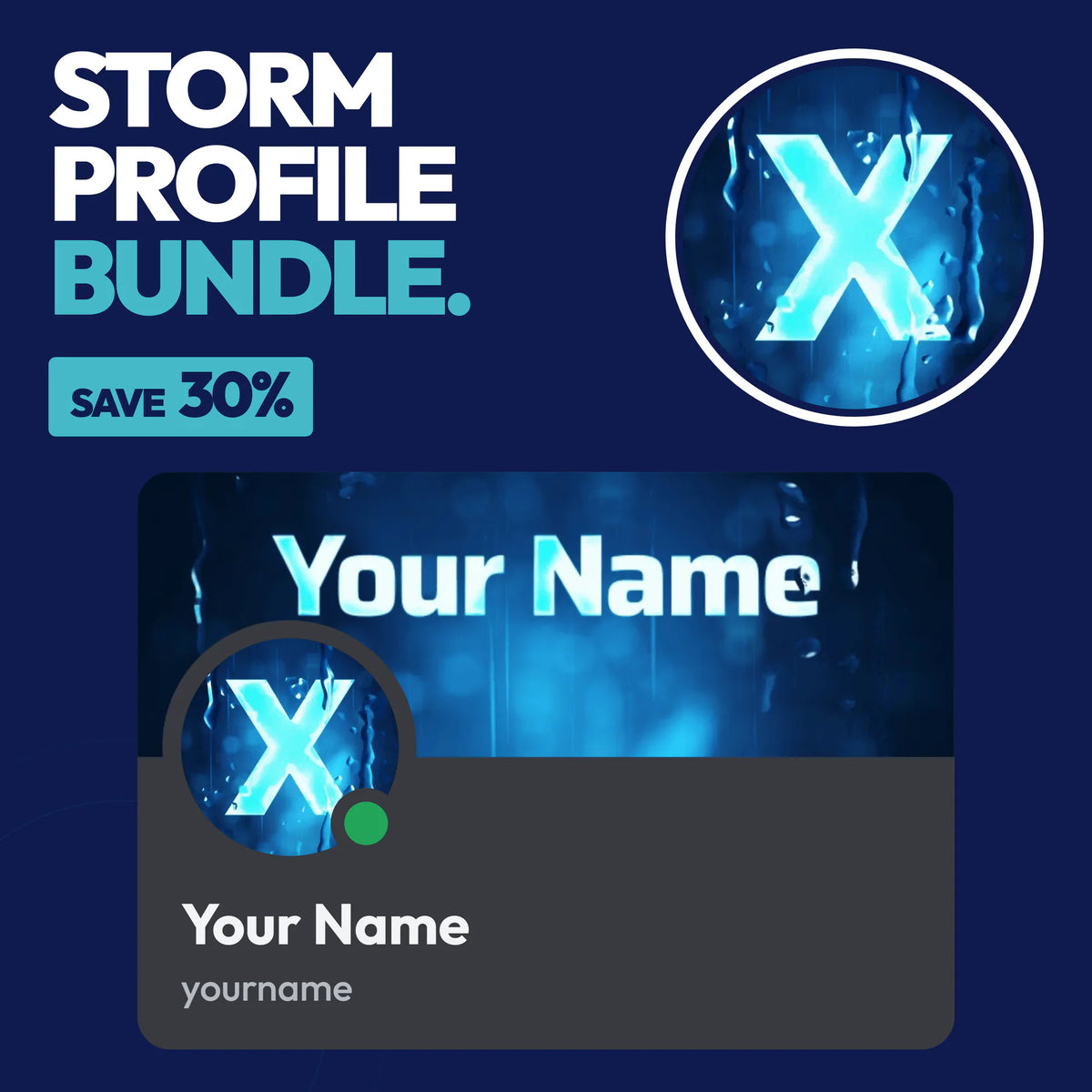 Storm Discord Profile Bundle with a matching PFP & server icon and profile banner