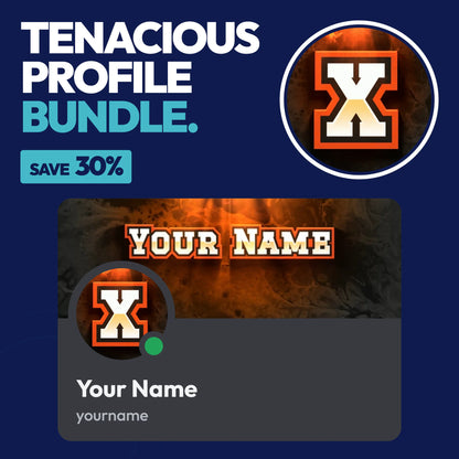 Tenacious Discord Profile Bundle in Orange with a matching PFP & server icon and profile banner