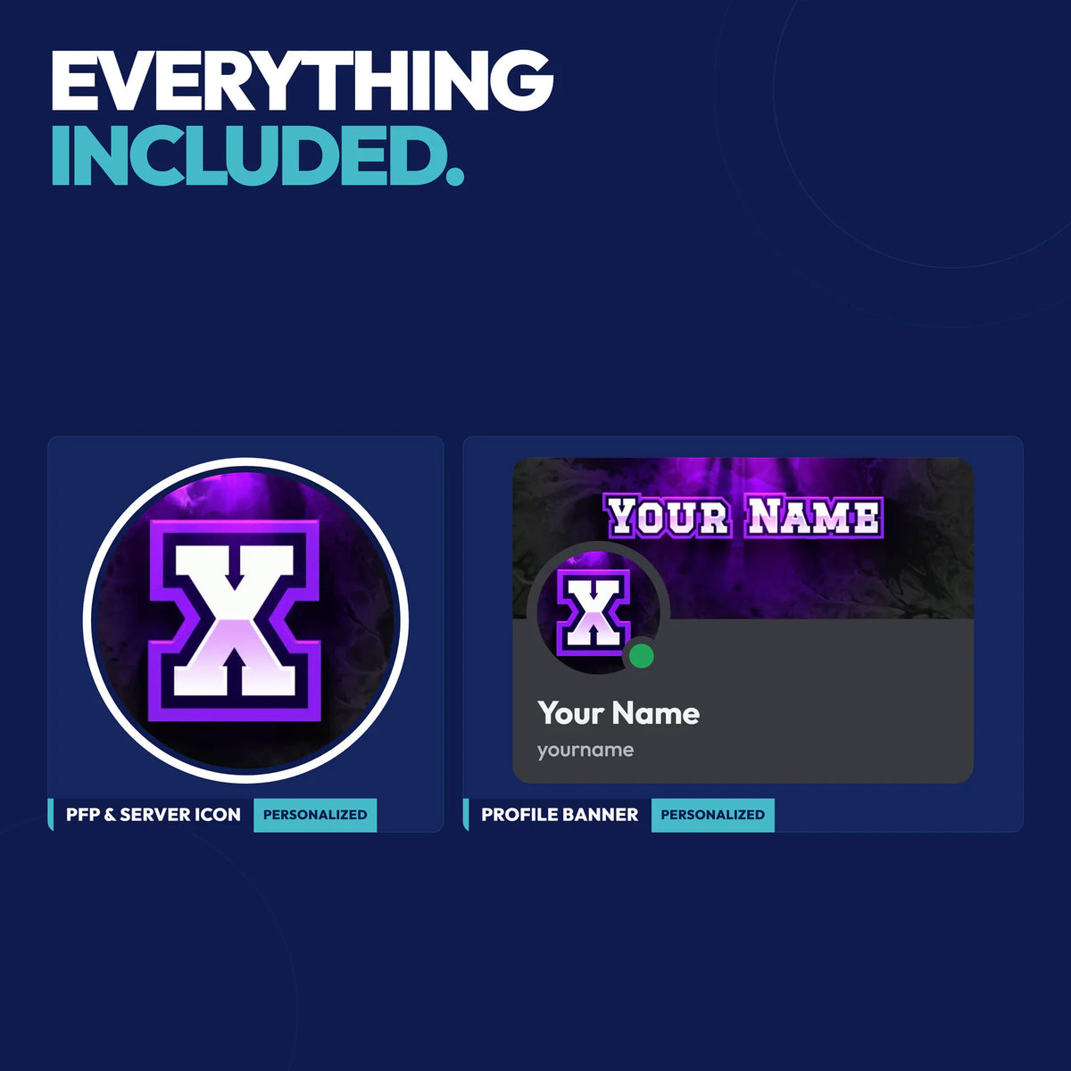 Everything included in the Tenacious Discord Profile Bundle: PFP & server icon and profile banner