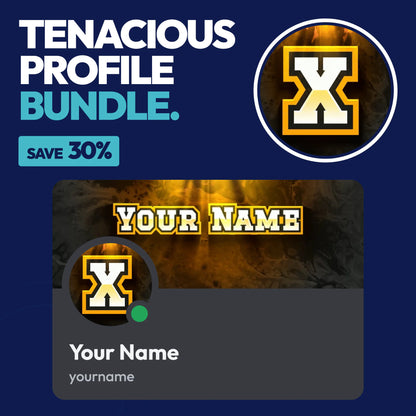 Tenacious Discord Profile Bundle in Yellow with a matching PFP & server icon and profile banner