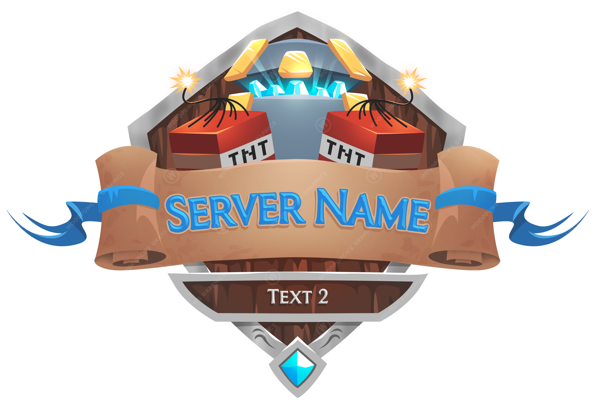 TNT Raiders - Logo de servidor de Minecraft — combinación de colores azul