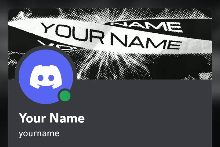 Twisty animated Discord profile banner, black, shown on a Discord profile