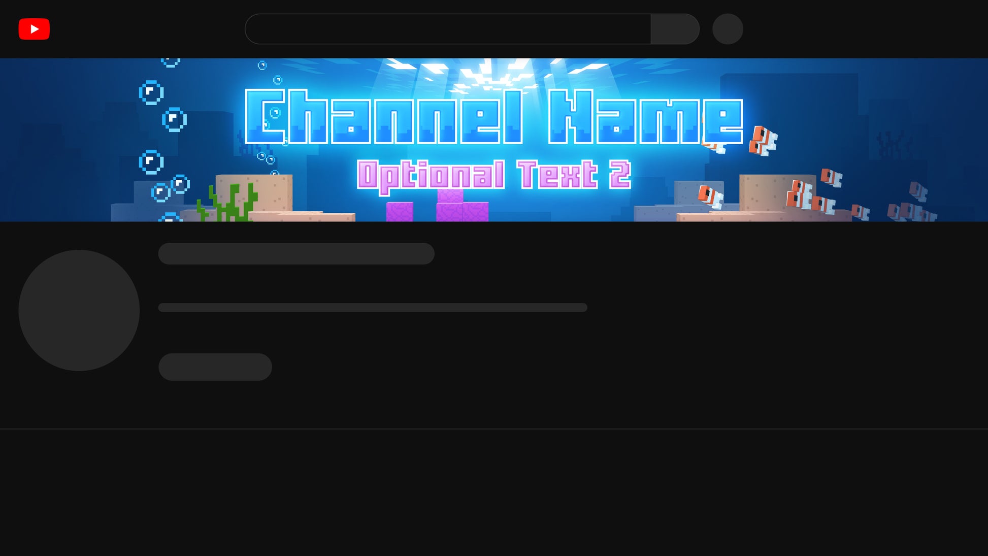 banner de canal de YouTube Minecraft Mundo Submarino