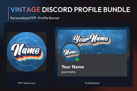Vintage Discord Profile Bundle with matching personalized PFP and server icon and profile banner