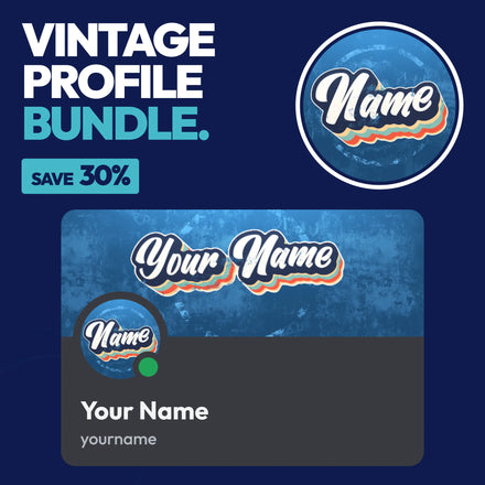 Vintage Discord Profile Bundle in Blue with a matching PFP & server icon and profile banner